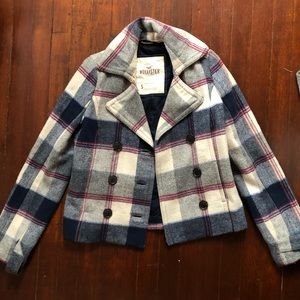 Hollister Plaid Peacoat.